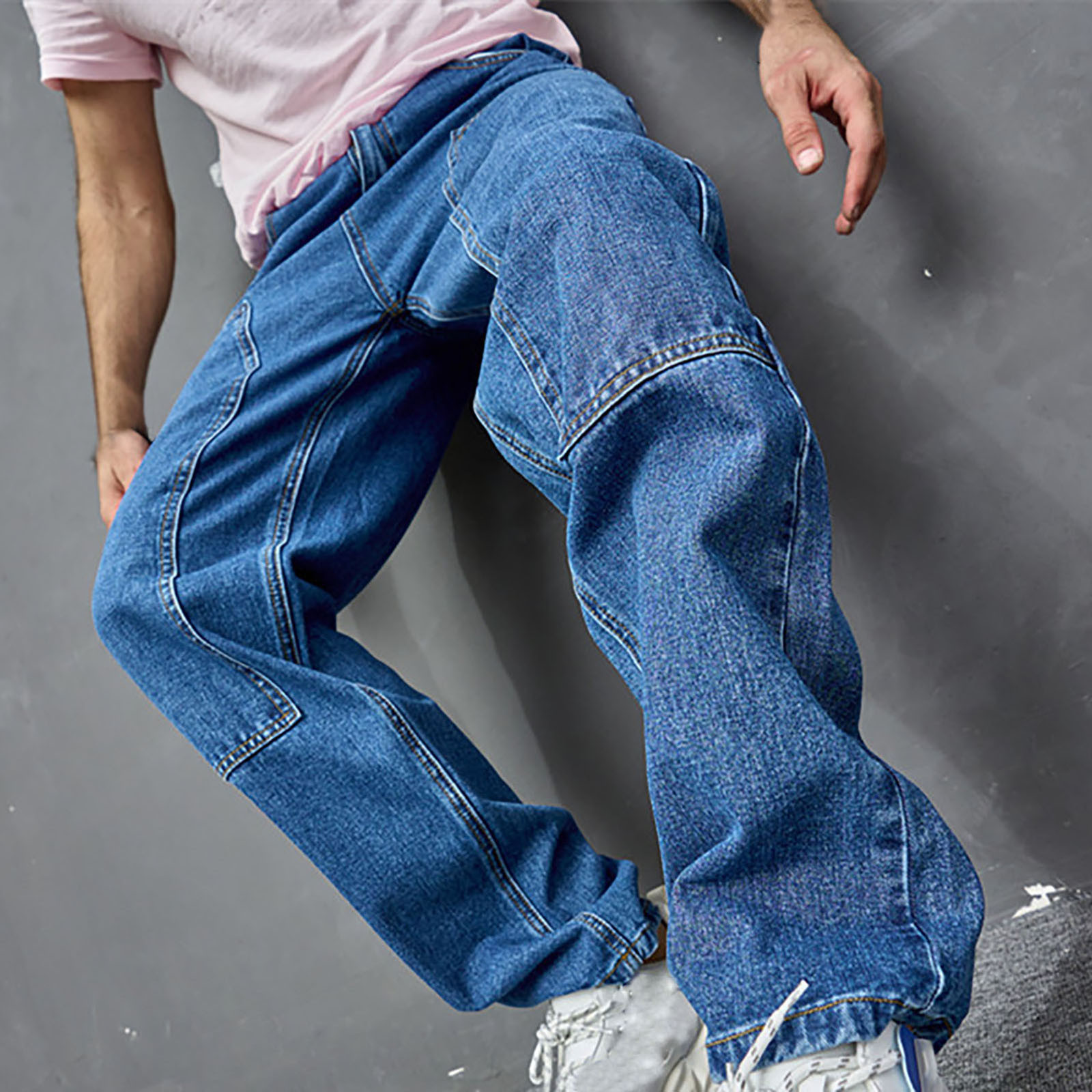 Hvyesh Men's Baggy Jeans Hip Hop Jeans Loose fit 90s Vintage Jeans Pants Baggy Fit Fashion Dance Skater Skateboard Pants